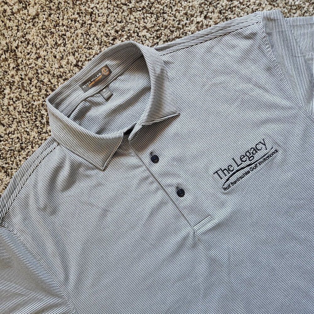 Peter‎ Millar Summer Comfort Polo Shirt Men’s Medium Gray Performance Striped